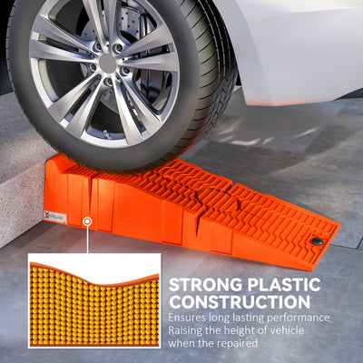 DURHAND 2 Pieces Car Ramps Heavy Duty 5 Ton Motorhome Levelling Ramps, Plastic Garage Workshop Car Lift, Portable Automotive Vehicle Campervan Car Ramp, Orange 