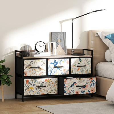 HOMCOM 5-Drawer Chest of Drawers - White 