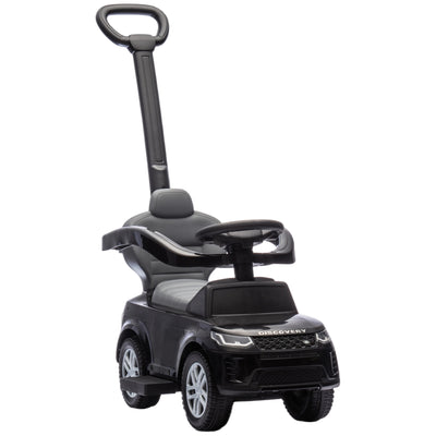 AIYAPLAY Land Rover Discovery Licensed Baby Push Car, 2-in-1 Ride on Car with Push Handle and Safety Guardrail, Black 
