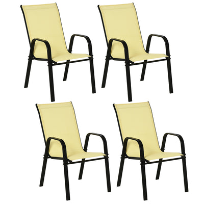 Outsunny Set of Four Stackable Mesh Seat Chairs - Beige 