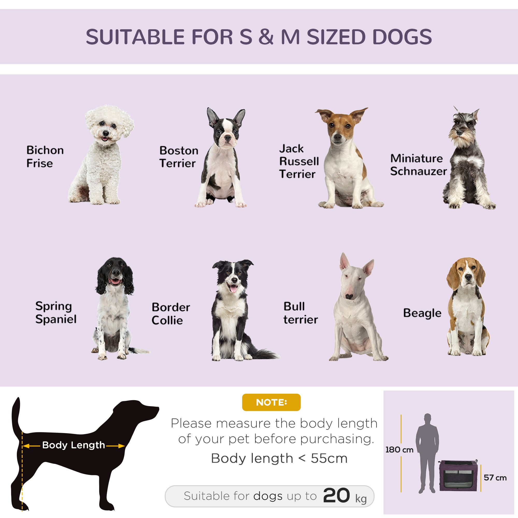 PawHut 80cm Pet Carrier, with Cushion, for Small and Medium Dogs - Purple 