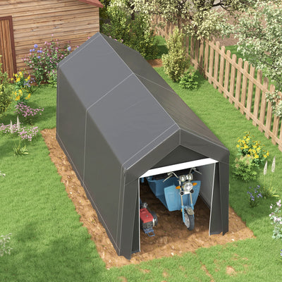 Outsunny 3.6 x 2.1m Portable Outdoor Shed, with Window - Dark Grey 
