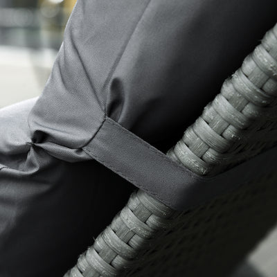 Outsunny Set of 2 Sun Lounger Cushions, Replacement Cushions for Rattan Furniture with Ties, 196 x 55 cm, Dark Grey 