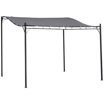 Outsunny 3x3m Freestanding Metal Wall Awning Canopy Grey 