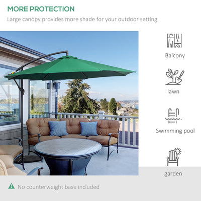Outsunny 3m Banana Hanging Parasol Umbrella Green 