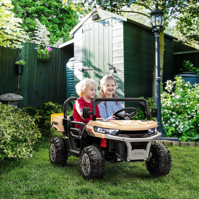 HOMCOM 12V 2 Seater Kids Electric Ride-On Car with Electric Bucket, Remote Control - Yellow 