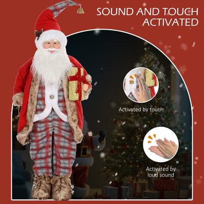 HOMCOM 4'6" Animated Santa Claus Figure, with Sound - Red 