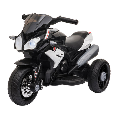 HOMCOM Kids 6V Electric Ride On Motorcycle Electric Motorbike w/ Lights Music Horn 3 Wheel Outdoor Play Toy for 3-5 Years Black 