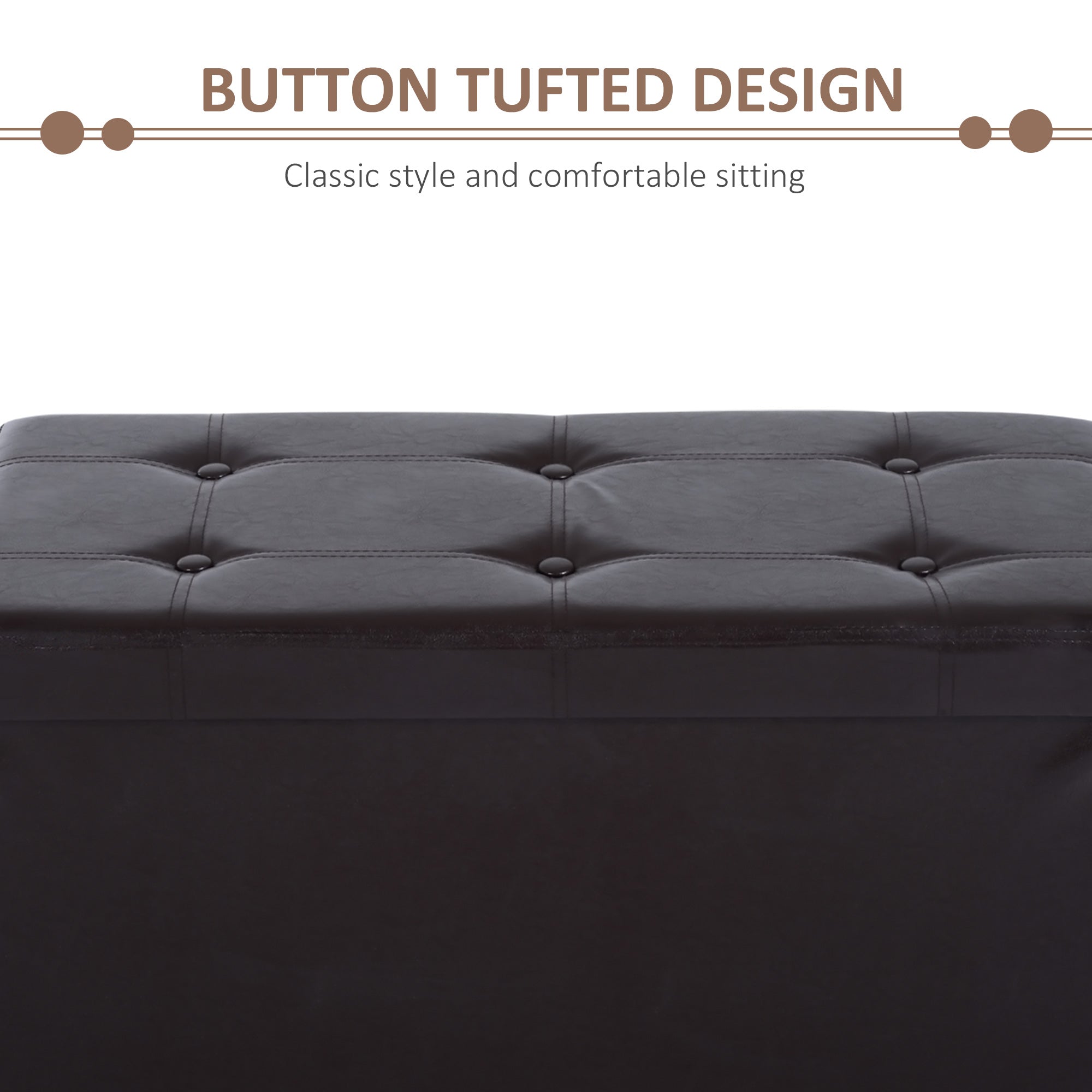 HOMCOM Folding Faux Leather Storage Cube Ottoman Bench Seat PU Rectangular Footrest Stool Box (Brown) 