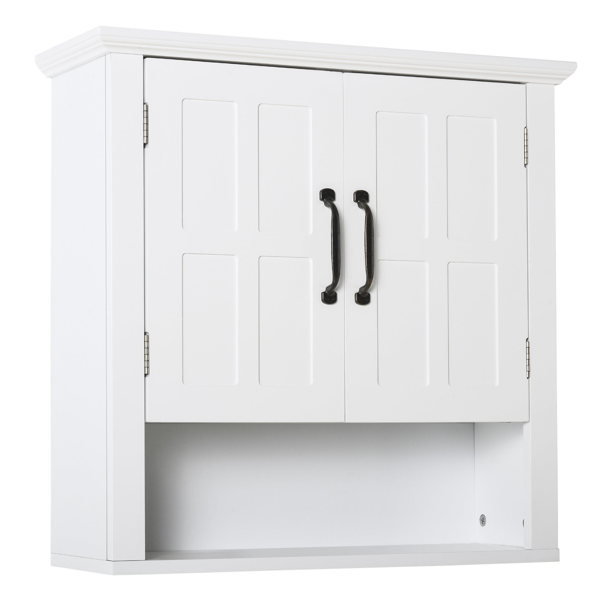 HOMCOM Bathroom Wall Cabinet, Medicine Cabinet, Kitchen Cupboard with 2 Doors and Adjustable Shelf, White 