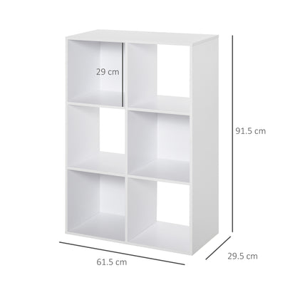 HOMCOM 3-tier 6 Cubes Storage Unit Particle Board Cabinet Bookcase Organiser Home Office Shelves White 