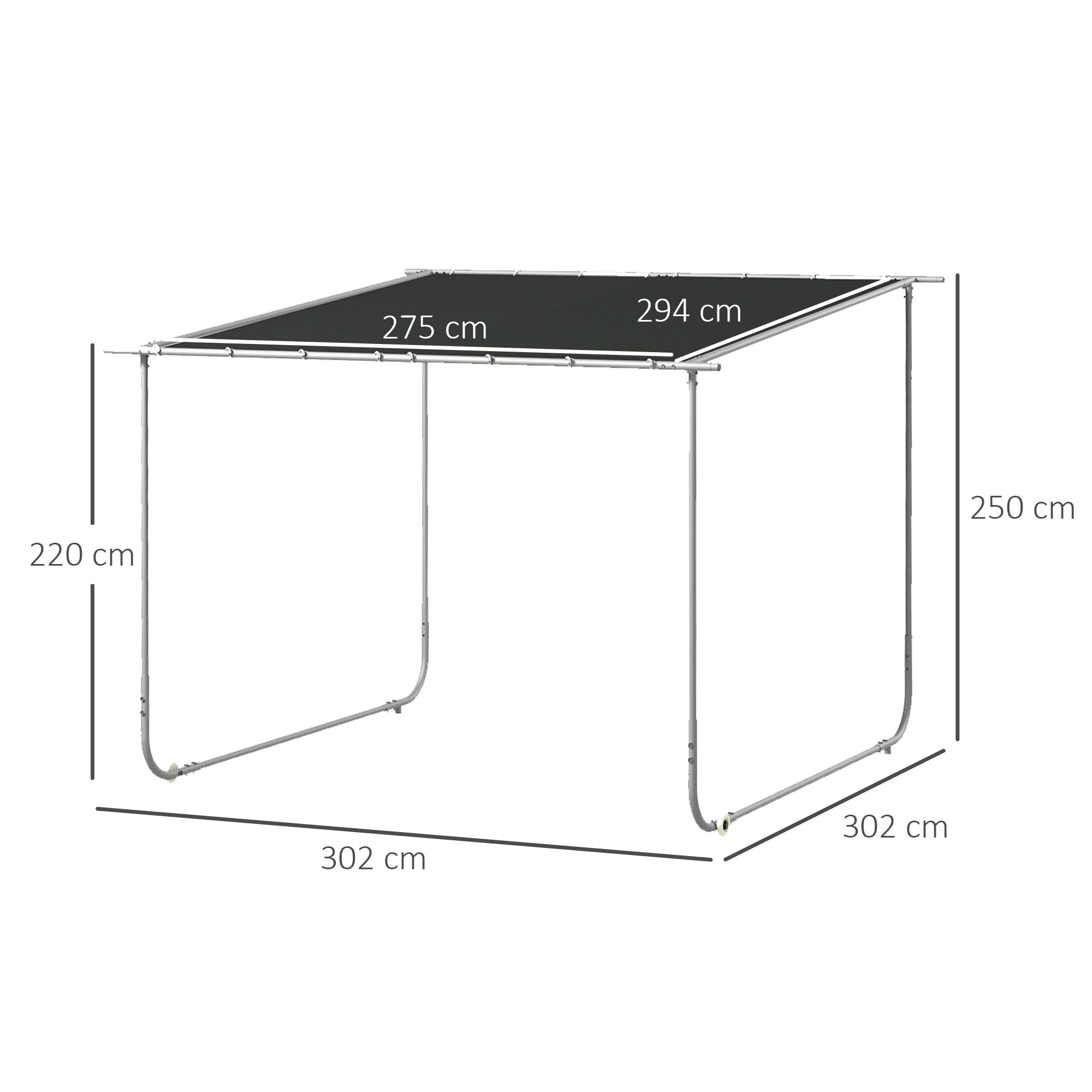 Outsunny 3 x 3(m) Mobile Pergola Kit, Portable Garden Gazebo with Wheels, Sandbags, Steel Frame, UV-Resistant