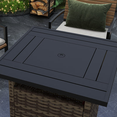 Outsunny 72.5 x 72.5cm 50,000 BTU Fire Pit Table, with Cover - Brown 