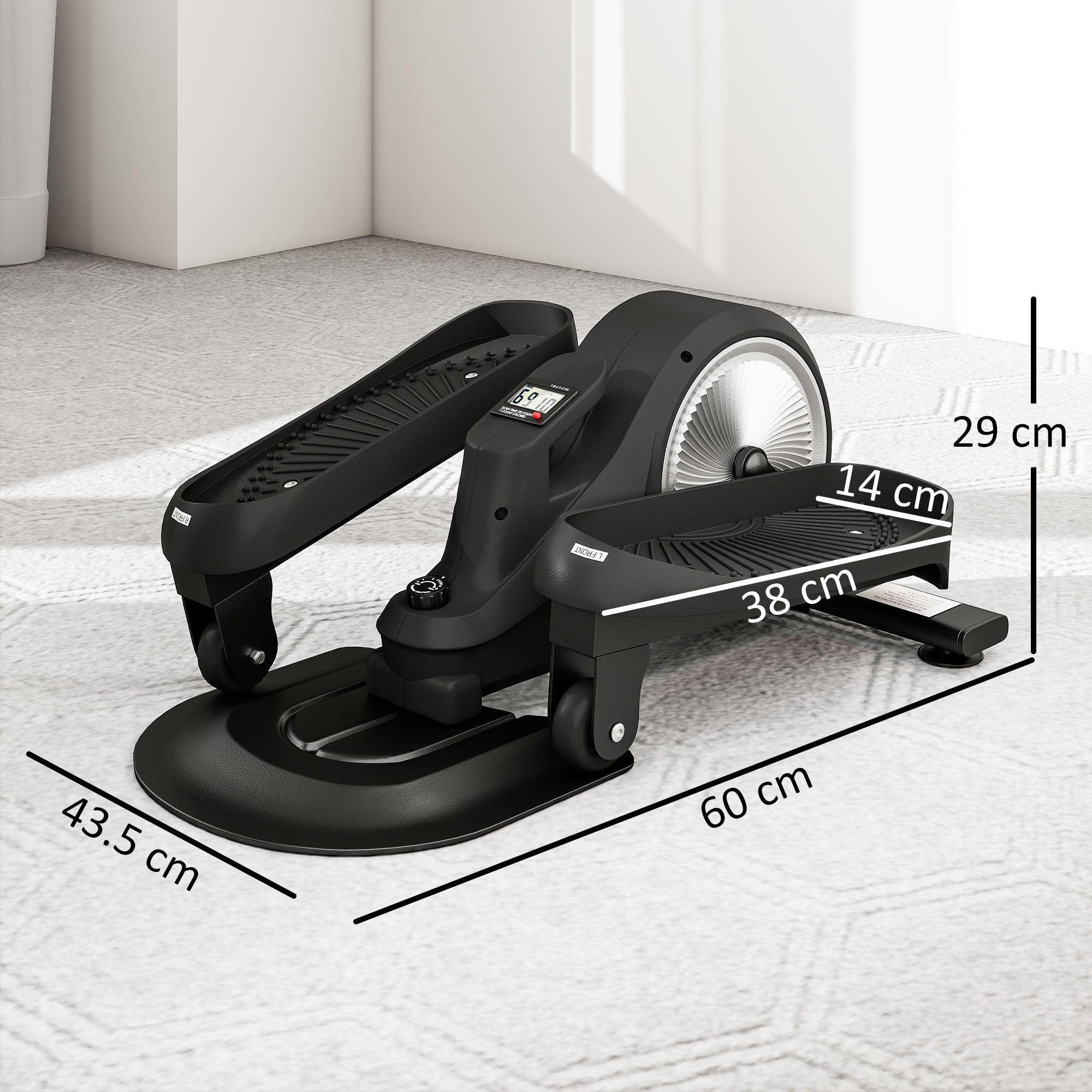 SPORTNOW Under Desk Elliptical Machine with LCD Monitor, 8 Adjustable Magnetic Resistances for 2-in-1 Seat & Stand Up Exercise 