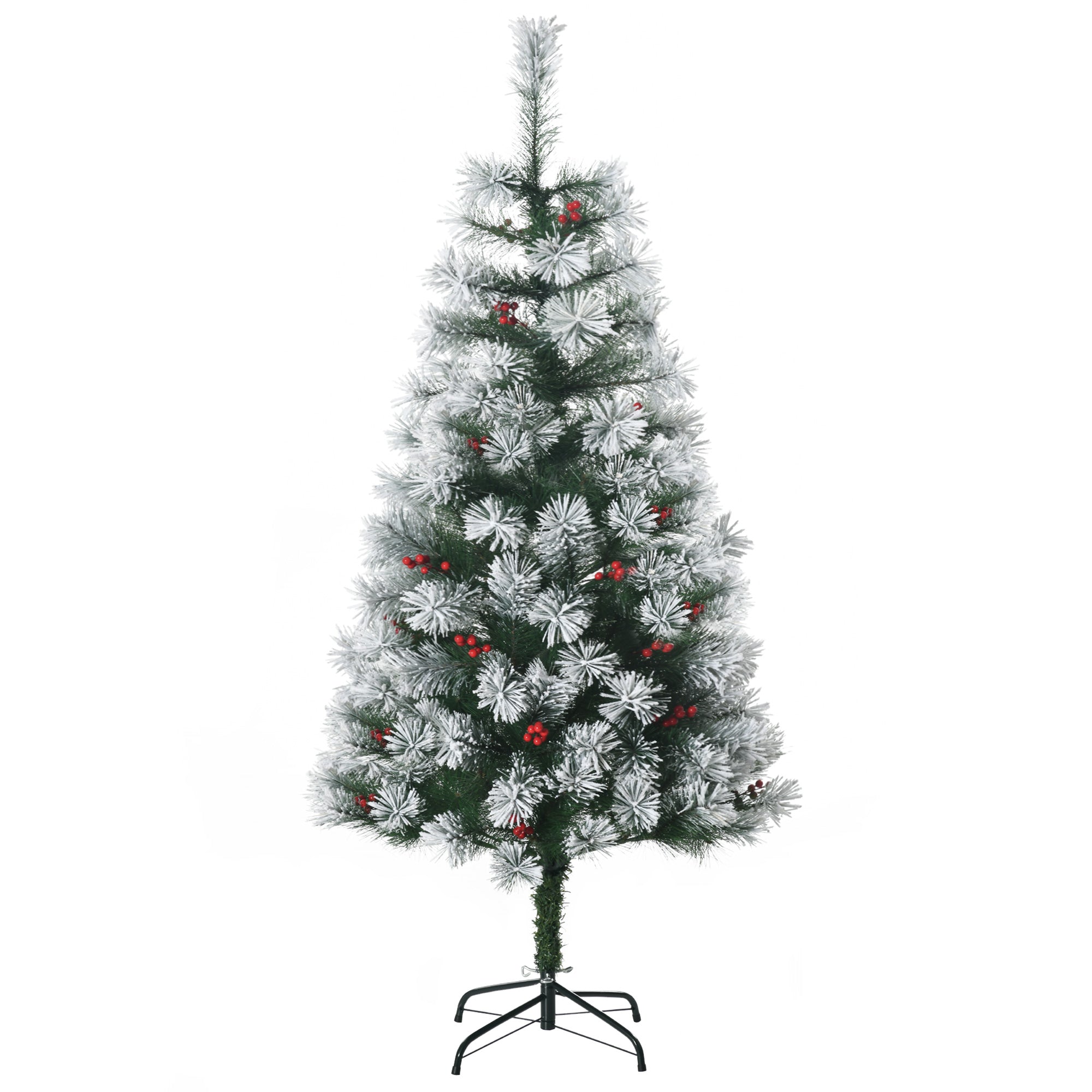 HOMCOM Indoor Christmas Tree Artificial Berry Xmas Decoration with Metal Stand and 184 Tips (5FT(150CM)) 