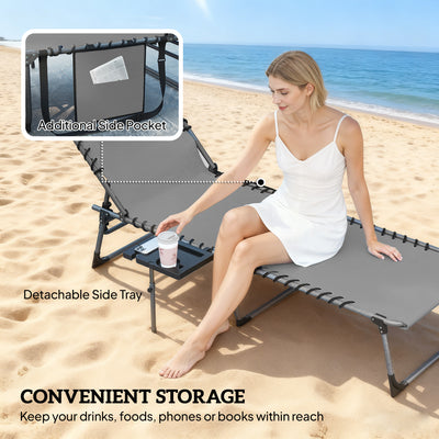 Outsunny Five-Position Reclining Sun Loungers Set of 2 - Grey 