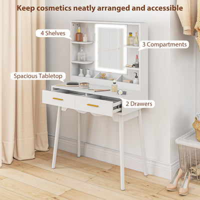 HOMCOM Elegant Dressing Table, with LED Mirror - White 