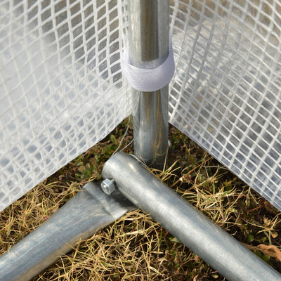 Outsunny 3 x 3 x 2 m Polytunnel Greenhouse with Roll-up Side Walls, Walk-in Grow House Tent with Steel Frame, Reinforced Cover, Zipped Door and 6 Mesh Windows for Garden, White 