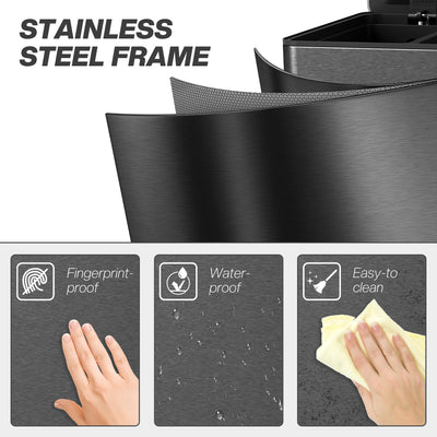 HOMCOM 3 x 20L Pedal Bin, Steel Triple Kitchen Bin with Soft Close Lid, Removable Inner Buckets, Fingerprint-Proof, Black 