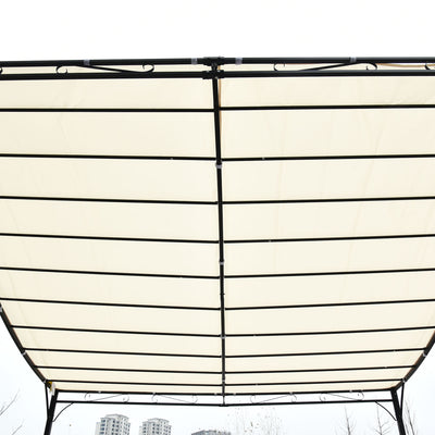 Outsunny 3x3 m Wall Mounted Garden Porch-Black/Cream White 