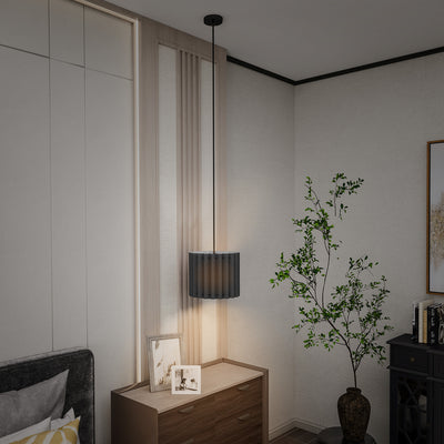 HOMCOM Linen Pendant Light, Modern Wave Ceiling Light Shade, E27 Lampshade for Living Room, Bedroom, Kitchen, Hallway, Black 