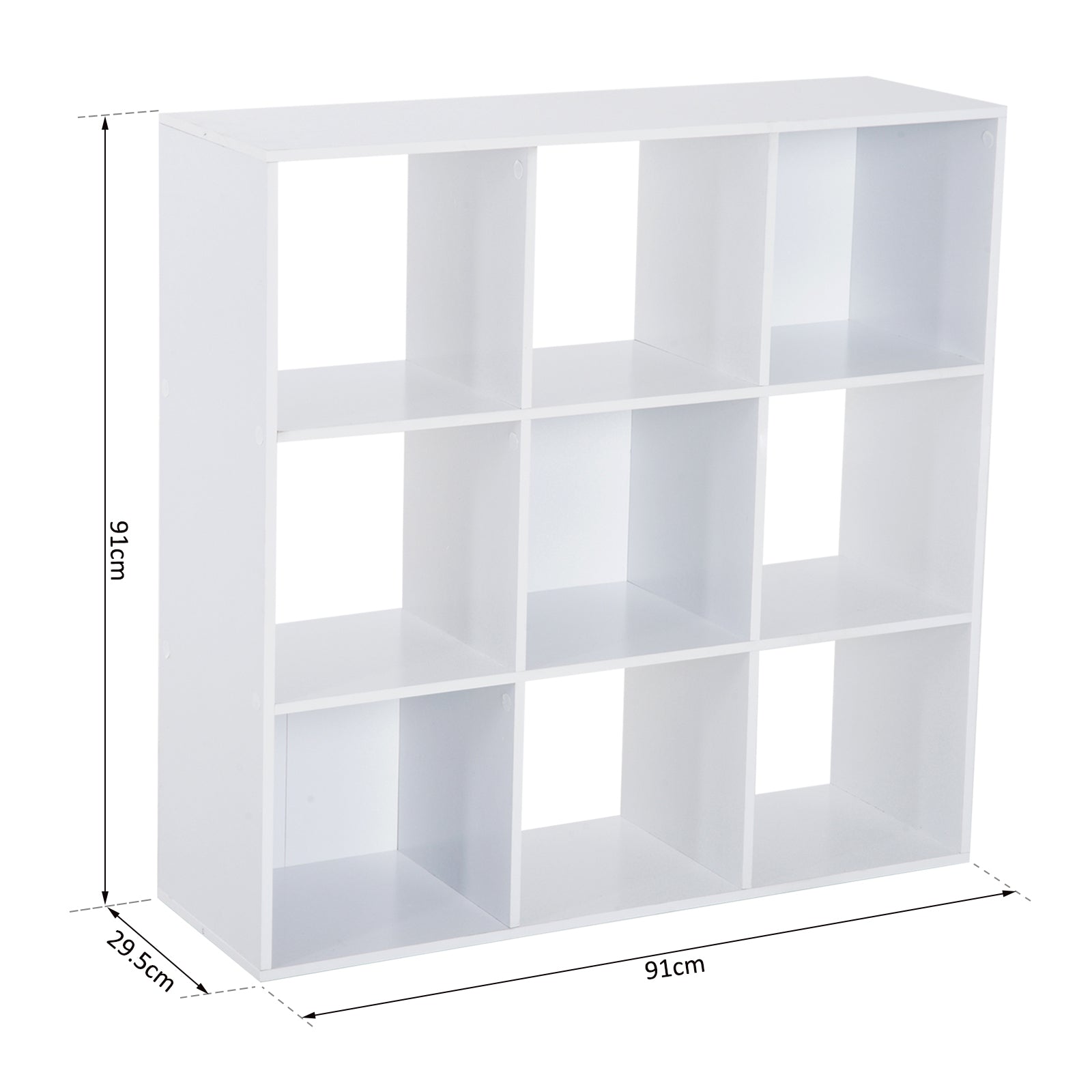 HOMCOM Wooden 9 Cube Storage Cabinet Unit 3 Tier Bookcase Shelves Organiser Rack Display  - White 