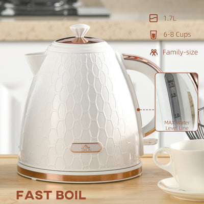 HOMCOM 3kW Rapid Boil Honeycomb Kettle - Cream 