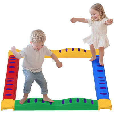 AIYAPLAY 12-Piece Kids Balance Beam Stepping Stones, with Non-Slip Foot Pads, Multicoloured 