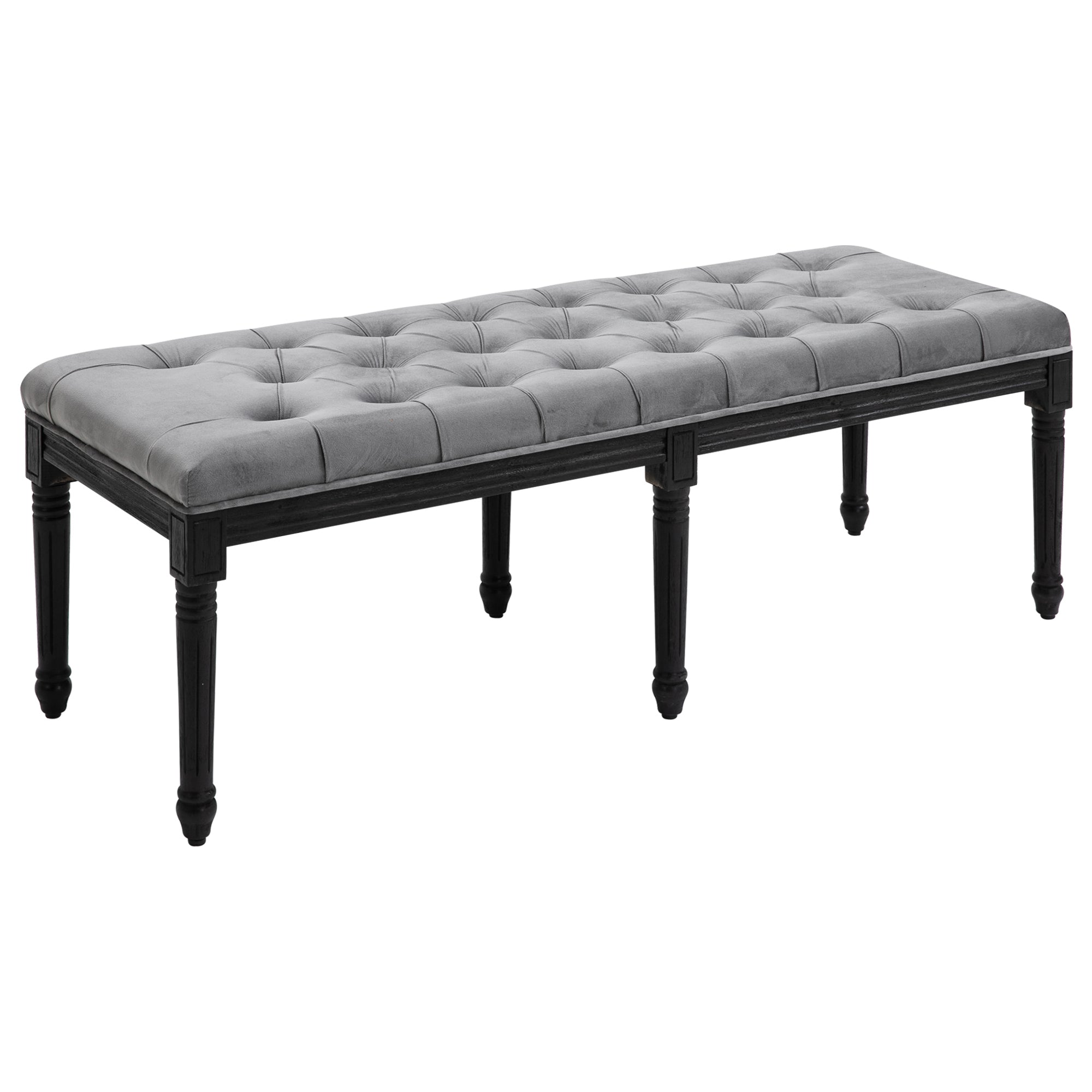 HOMCOM Fabric Bed End Bench Side Chaise Lounge Sofa Velvet Upholstered Tufted Accent Window Seat for Bedroom, Living Room, Hallway, Grey 