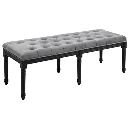 HOMCOM Fabric Bed End Bench Side Chaise Lounge Sofa Velvet Upholstered Tufted Accent Window Seat for Bedroom, Living Room, Hallway, Grey 