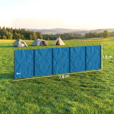 Outsunny Camping Windbreak, Foldable Portable Wind Blocker w/ Carry Bag and Steel Poles, 780cm x 150cm 