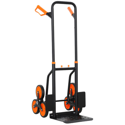 DURHAND Six-Wheel Folding  Sack Barrow Trolley - Black/Orange 