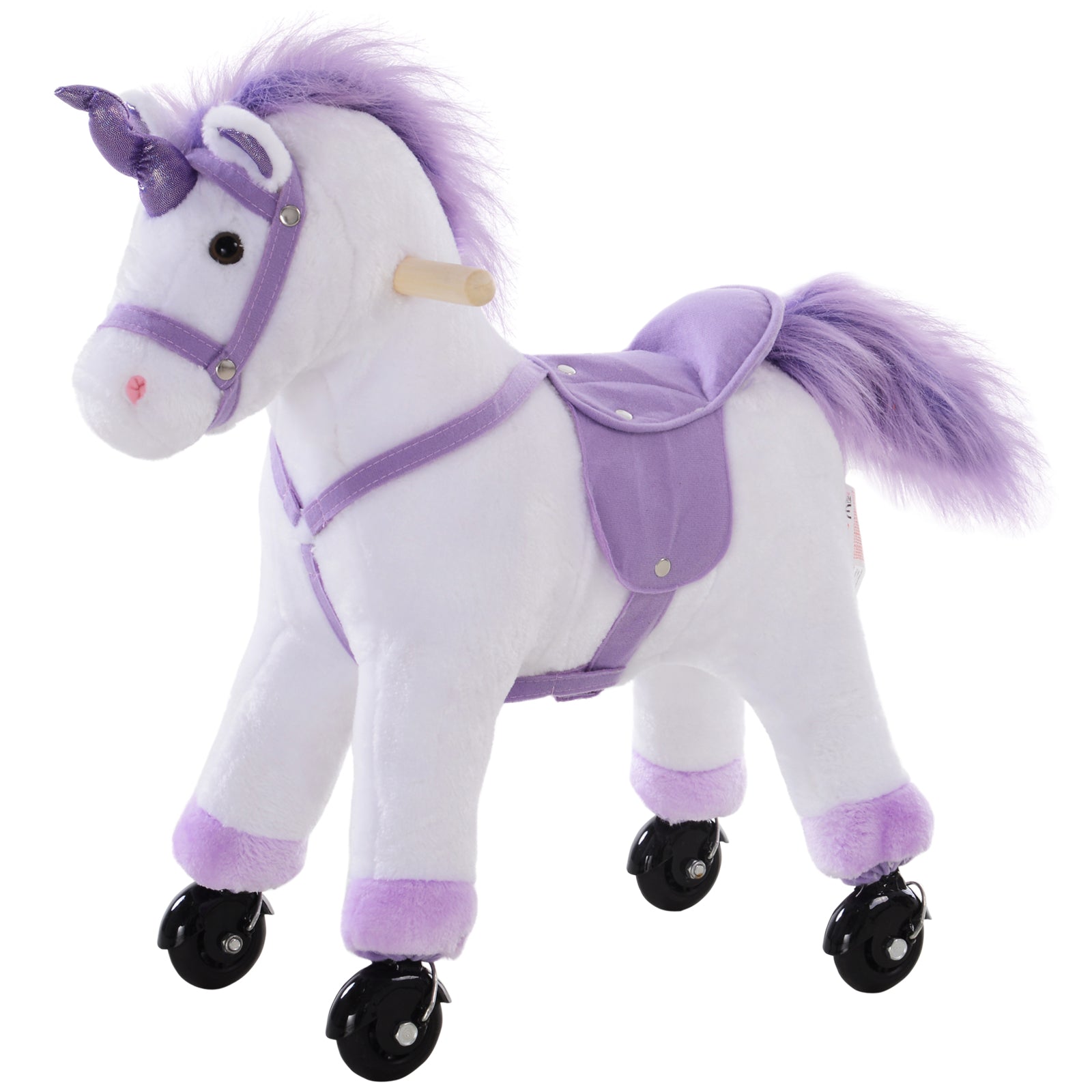 HOMCOM Kids Rocking Horse Plush Ride on Walking Unicorn Horse w/Realistic Sound  Ride On Rocker with Handlebar for Age 3+ Purple 