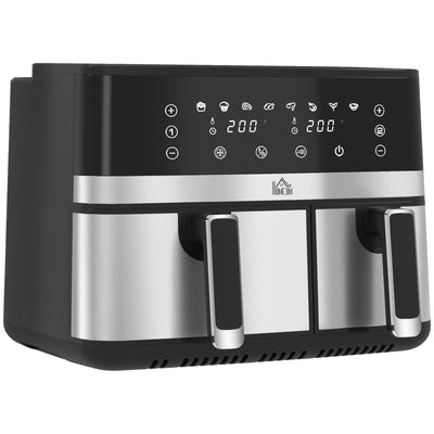 HOMCOM 8.5L Dual Basket Air Fryer, with Sync and Multi-Menu Cooking 