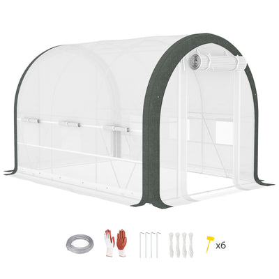 Outsunny 3 x 2(m) Walk-In Tunnel Greenhouse, with Accessories - White 