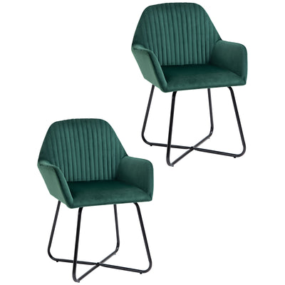 HOMCOM Velvet-Feel Plisse Back Accent Chair - Green 