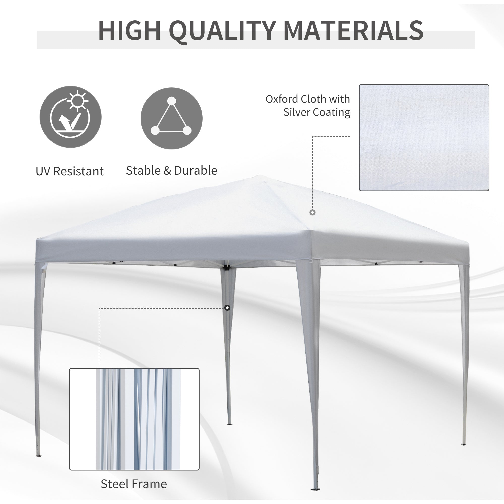 Outsunny 3 x 3M Garden Pop Up Gazebo Height Adjustable Marquee Party Tent Wedding Canopy with Carrying Bag, White 