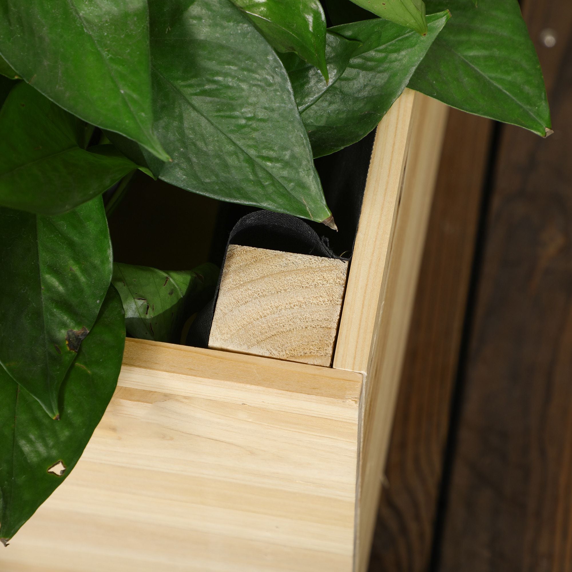 Outsunny Garden Planters with Trellis for Vine Climbing, Distressed Wooden Raised Beds, 90x43x150cm, Natural Tone 
