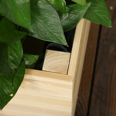 Outsunny Garden Planters with Trellis for Vine Climbing, Distressed Wooden Raised Beds, 90x43x150cm, Natural Tone 