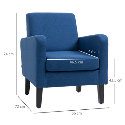 HOMCOM Linen-Look Boxy Armchair - Blue 