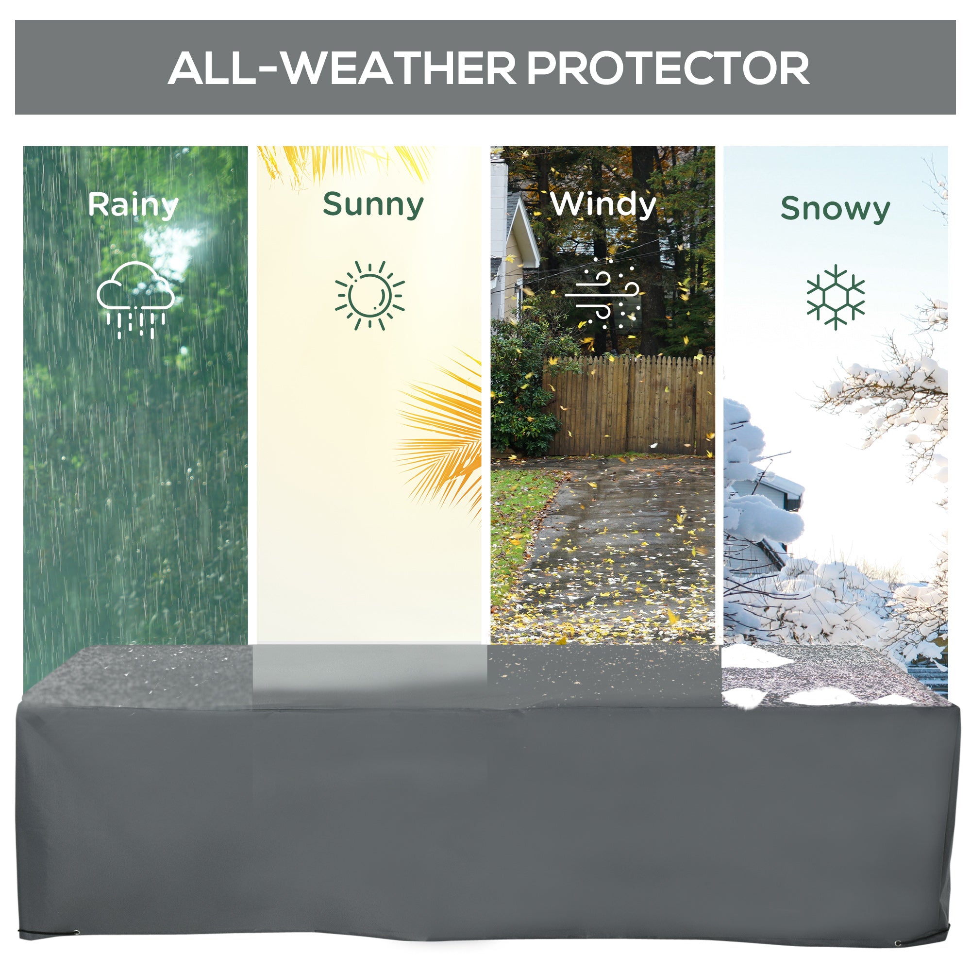 Outsunny 200x73cm Outdoor Garden Rattan Furniture Protective Cover Water UV Resistant Grey 
