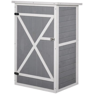 Outsunny Wooden Small Shed, Garden Storage Shed with Shelves and Bolt Latch, 75L x 56W x115H cm, Grey 