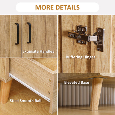 HOMCOM 2 Door Wardrobe, Modern Wardrobe with 2 Drawer and Hanging Rail for Bedroom, Natural 