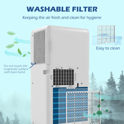 HOMCOM 7,000 BTU Mobile Air Conditioner for Room up to 15m\'c2\'b2, with Dehumidifier, 24H Timer, Wheels, Window Mount Kit 