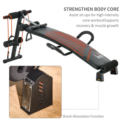 HOMCOM Multifunctional Sit Up Bench Adjustable Utility Board Ab Exercise Workout Fitness with Headrest for Home, Office and Gym, Black 