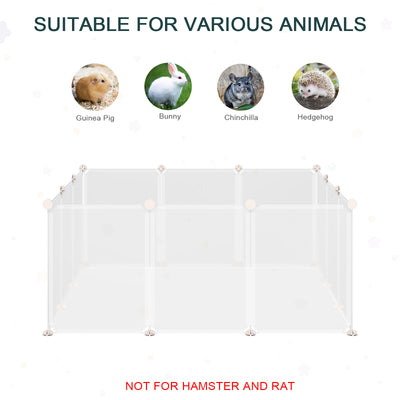 PawHut Pet Playpen DIY Small Animal Cage Open Enclosure Portable Plastic Fence 12 Panels for Hedgehog Bunny Chinchilla Guinea Pig White 