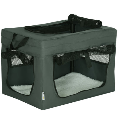 PawHut 48.5cm Pet Carrier, with Cushion, for Miniature Dogs - Grey 