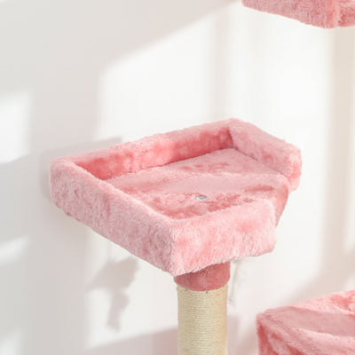 PawHut 173cm Cat Tree Scratching House, Activity Play Centre, Pink 