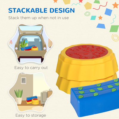 Outsunny Five-Piece Kids Stepping Stones and Balance Bridge w/ Non-Slip Surface & Bottom. for Toddlers - Multicoloured 