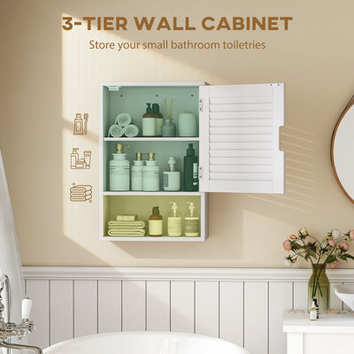HOMCOM Bathroom Cabinet, Wall Mounted Storage Cabinet with Adjustable Shelves, 40 x 20 x 60 cm, White 